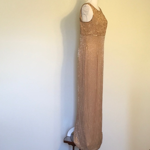 LaBelle 100%SilkBeadedSleevelessFormalGownSz 6, 8 - Picture 2 of 8